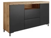 Dwudrzwiowa komoda 164 cm w stylu loft Asumi czarny mat i dąb wotan