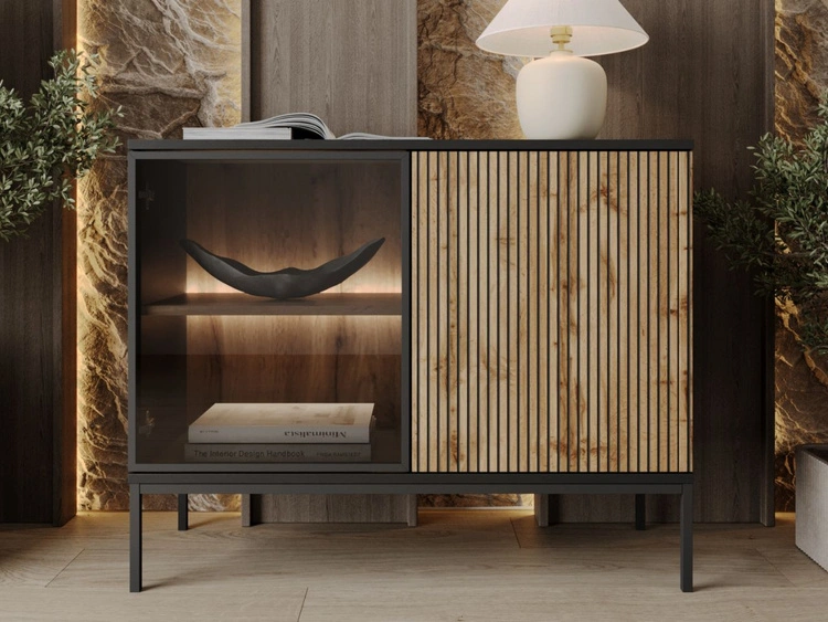 Komoda z drzwiami i oświetleniem LED Deo Dąb Wotan