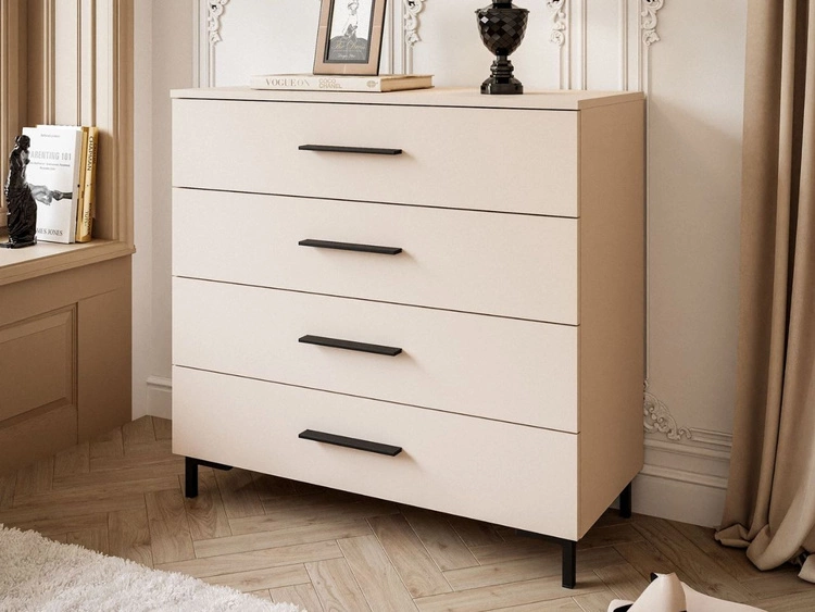 Komoda z szufladami i oświetleniem LED na czarnych nogach Nuveo Kaszmir