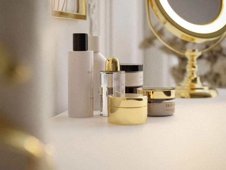 Konsola glamour z szufladami i kryształowymi uchwytami Olivine biały połysk