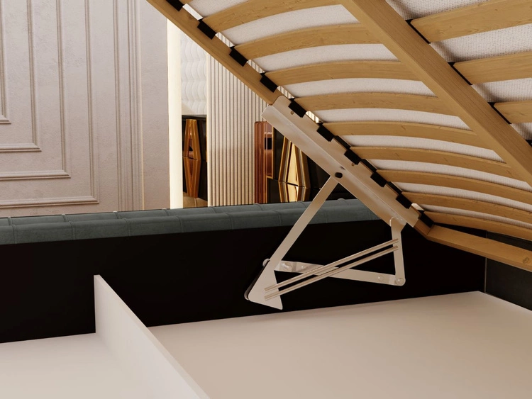 Łóżko tapicerowane z pojemnikiem i stelażem 140x200 Barbados Szare