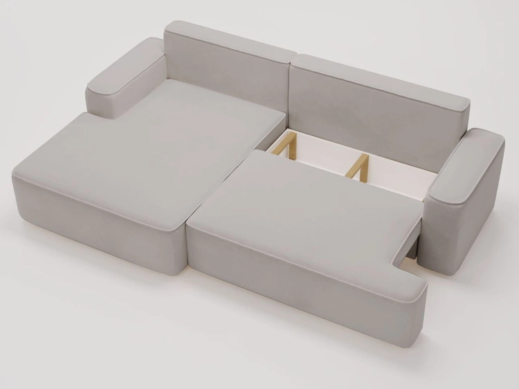 Narożnik L Lewy z funkcją spania i pojemnikiem California Jasnoszary