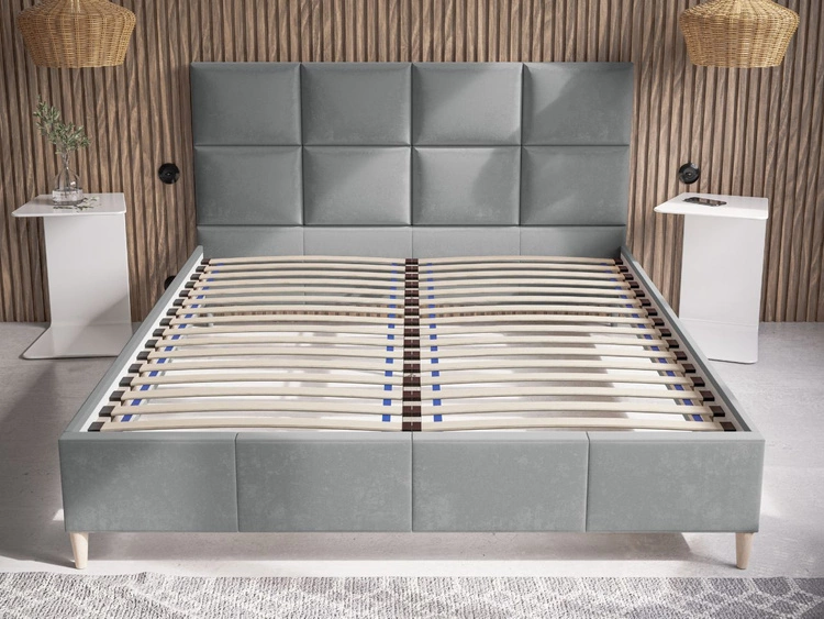 Łóżko tapicerowane ze stelażem 180x200 Luxe Ciemny niebieski