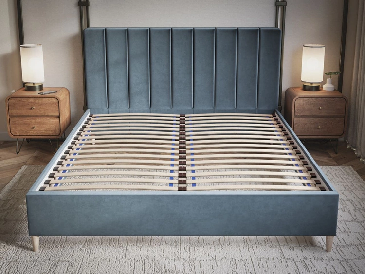 Łóżko tapicerowane ze stelażem 140x200 Snazi Zielony