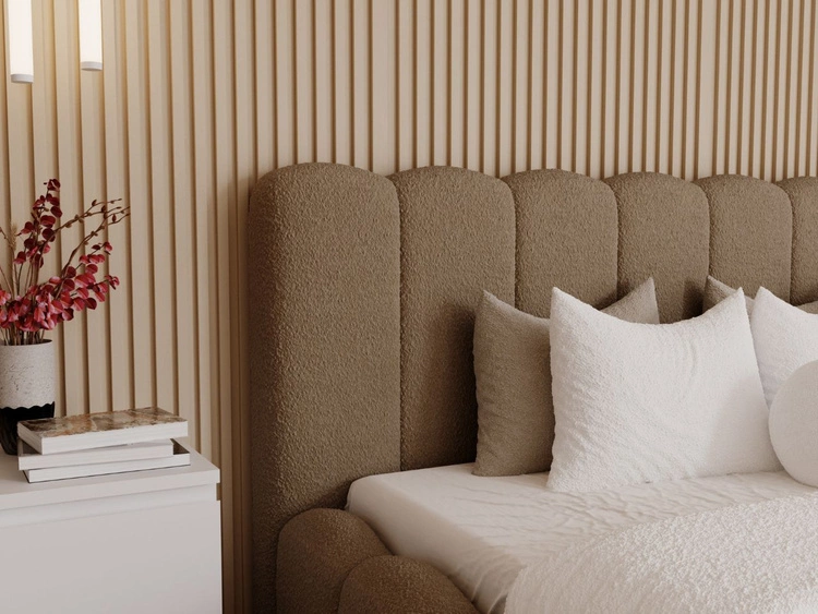 Łóżko tapicerowane z pojemnikiem i stelażem 180x200 Smile Brązowe