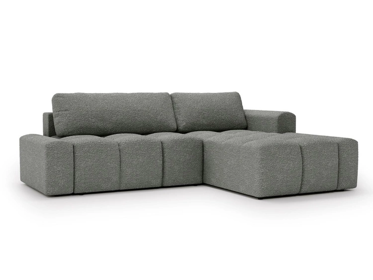 Narożnik L prawy z funkcją spania i pojemnikiem Lana Szary