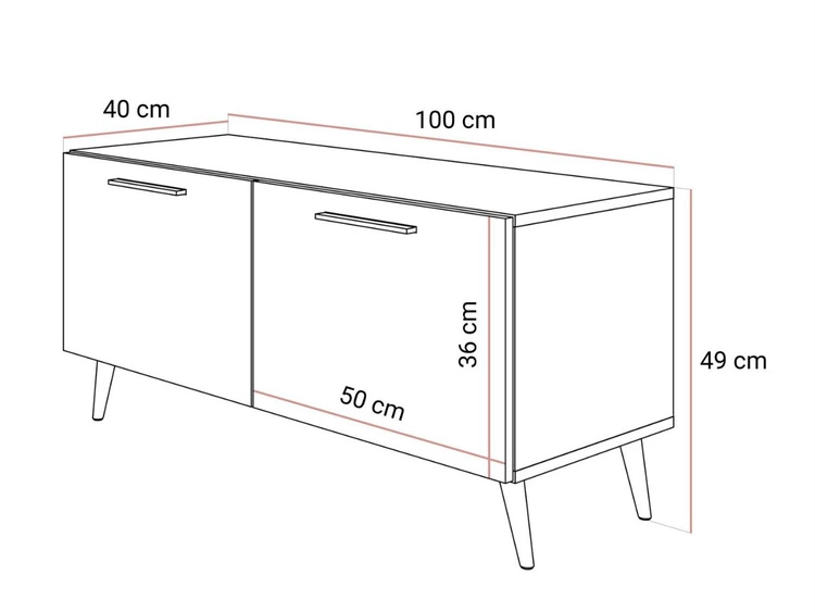 Szafka RTV pod telewizor z drzwiczkami na czarnych nóżkach 100 cm Noaé Kaszmir