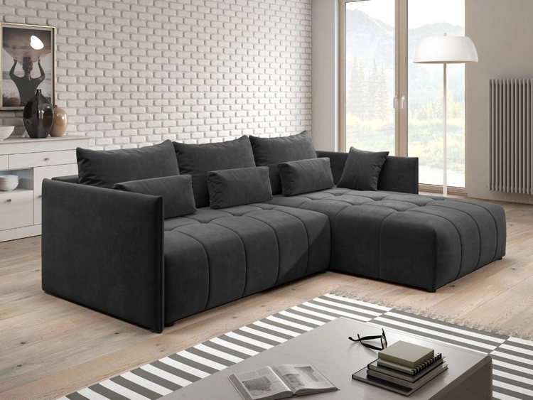 Narożnik L uniwersalny z funkcją spania i pojemnikiem Ardi Antracytowy