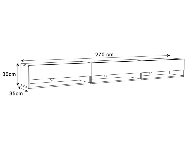 Szafka RTV wisząca 270 cm do salonu z oświetleniem LED Aurelie Kaszmir mat