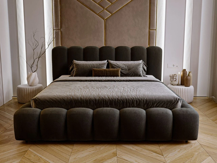 Łóżko tapicerowane z pojemnikiem i stelażem 120x200 Averia Ciemny szary