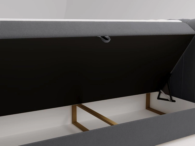 Łóżko kontynentalne z pojemnikiem na pościel 140x200 Osteno Ciemnoszare