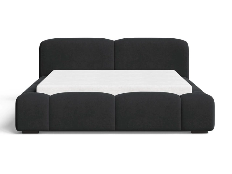 Łóżko tapicerowane z pojemnikiem i stelażem 140x200 Aubi Czarne