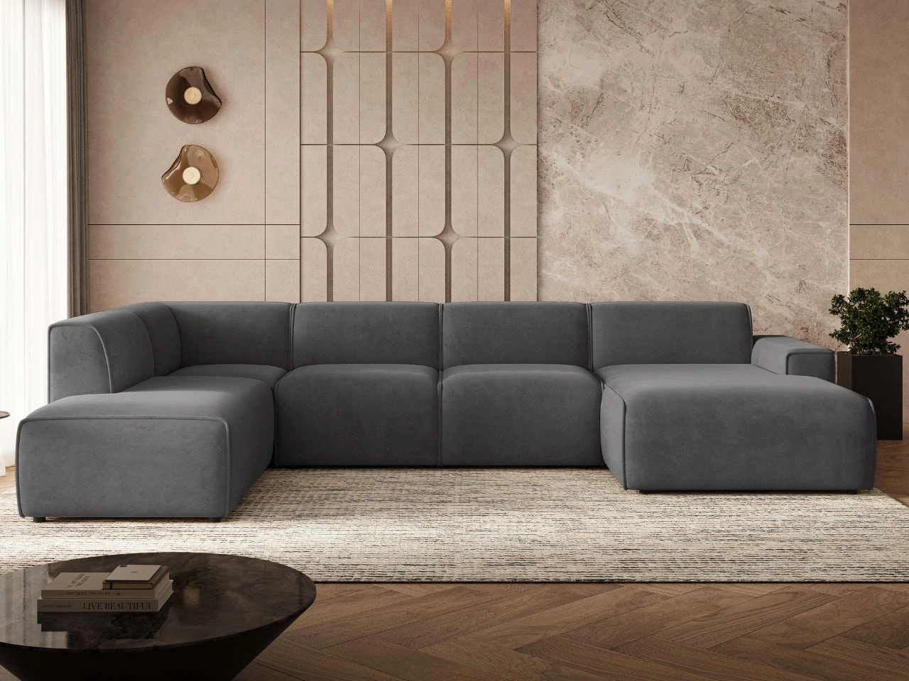 Narożnik U Lewy Belluno Ciemny szary