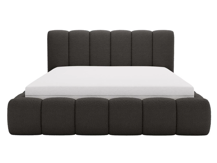 Łóżko tapicerowane bez pojemnika ze stelażem 160x200 Cloud w tkaninie bouclé Czarne