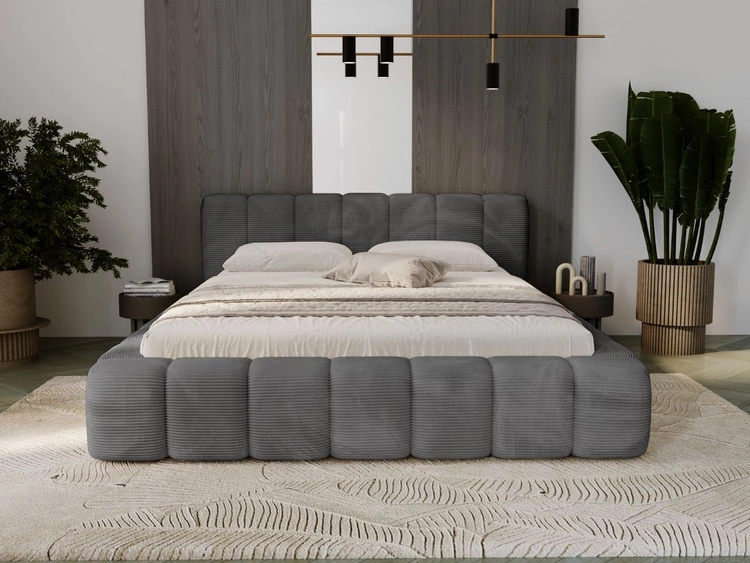 Łóżko tapicerowane z pojemnikiem na pościel 180x200 Ibiza Grafitowe