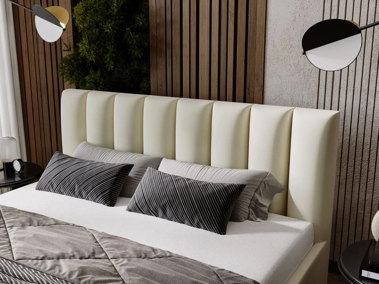 Łóżko tapicerowane z pojemnikiem i stelażem 160x200 Neos Beżowe
