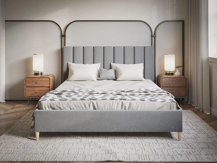 Łóżko tapicerowane ze stelażem 160x200 Snazi Szary