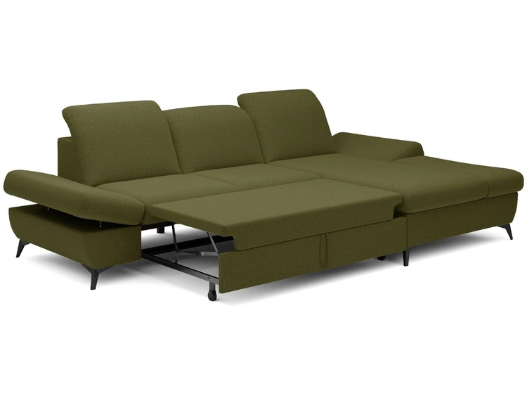 Narożnik L Prawy z funkcją spania i pojemnikiem Hannover Ciemnozielony