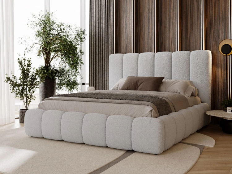 Łóżko tapicerowane z pojemnikiem i stelażem 200x200 Imperial Jasnoszary