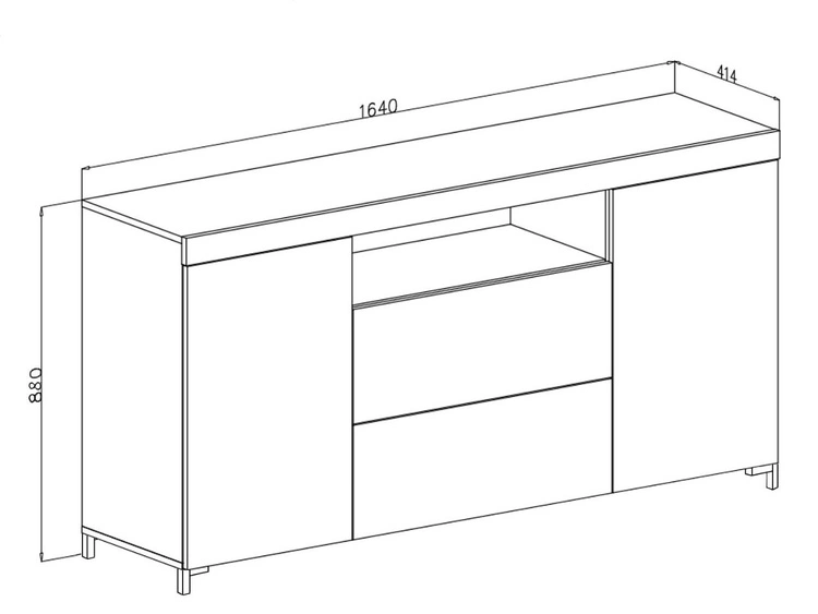 Zestaw mebli do salonu - szafka RTV i komoda na czarnych nóżkach Asumi Czarny i dąb wotan