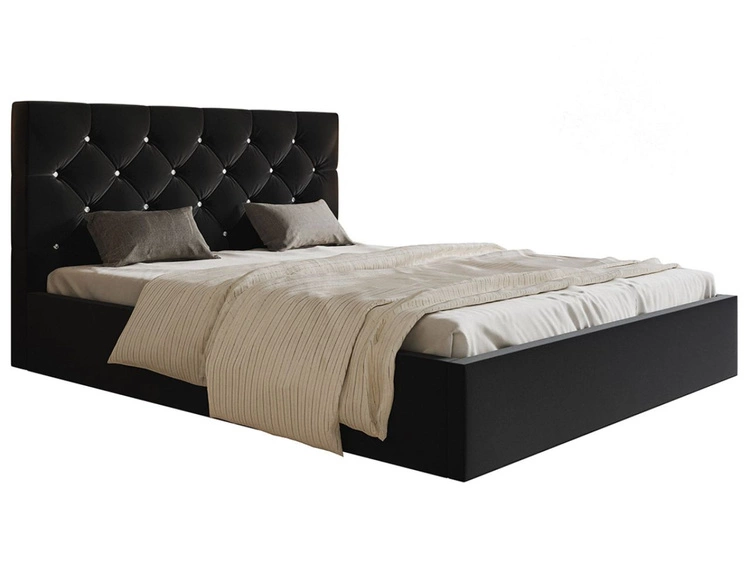 Łóżko tapicerowane z pojemnikiem i stelażem 180x200 Selva Czarny