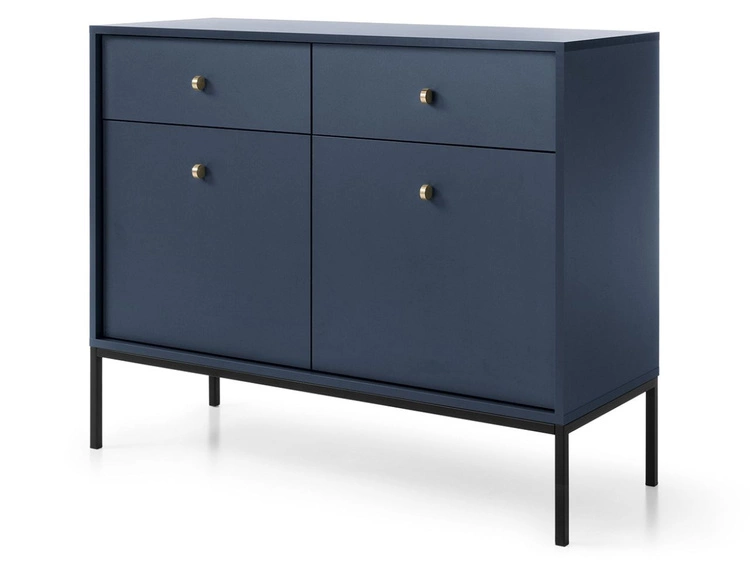 Komoda z drzwiami i szufladami na czarnych nóżkach 104 cm Amor Granatowa