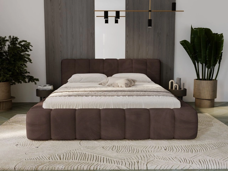 Łóżko tapicerowane z pojemnikiem na pościel 120x200 Ibiza Brązowe
