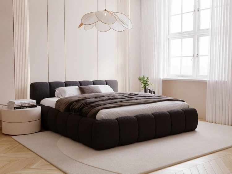 Łóżko tapicerowane z pojemnikiem i stelażem 120x200 Cloud Low czarne