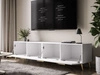 Szafka RTV pod telewizor z drzwiczkami na złotych nóżkach 200 cm Noaé Biały Połysk