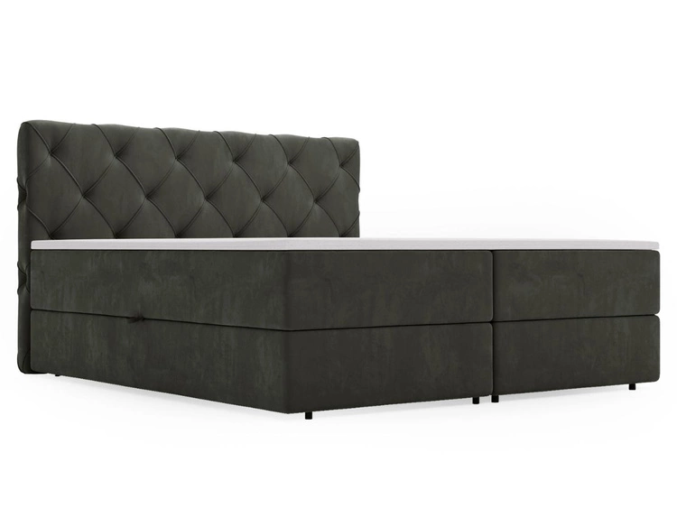 Łóżko kontynentalne z pojemnikiem na pościel 140x200 Napoli Ciemnoszare