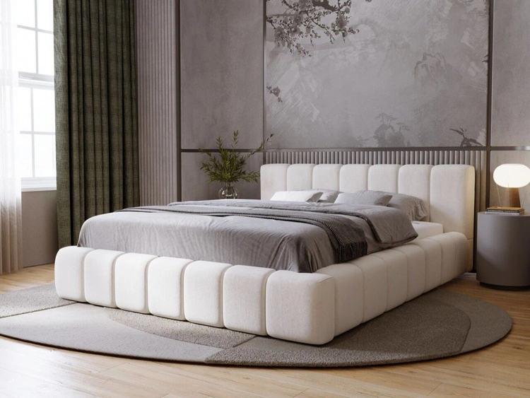 Łóżko tapicerowane z pojemnikiem i stelażem 180x200 Orio Beżowy