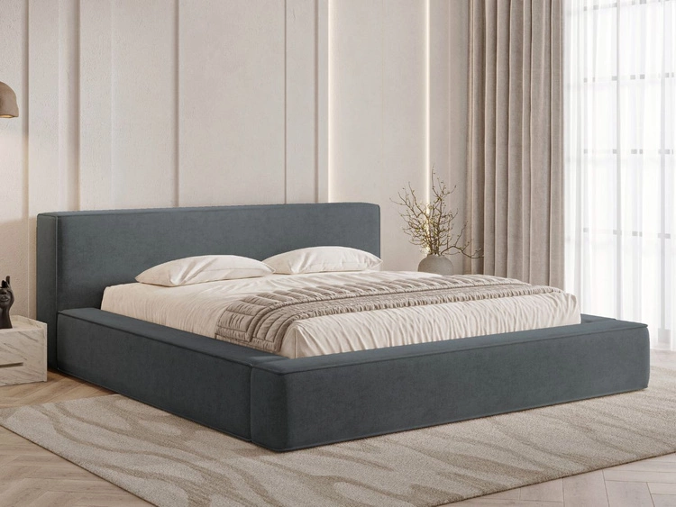 Łóżko tapicerowane z pojemnikiem i stelażem 160x200 Mali Ciemnoszare