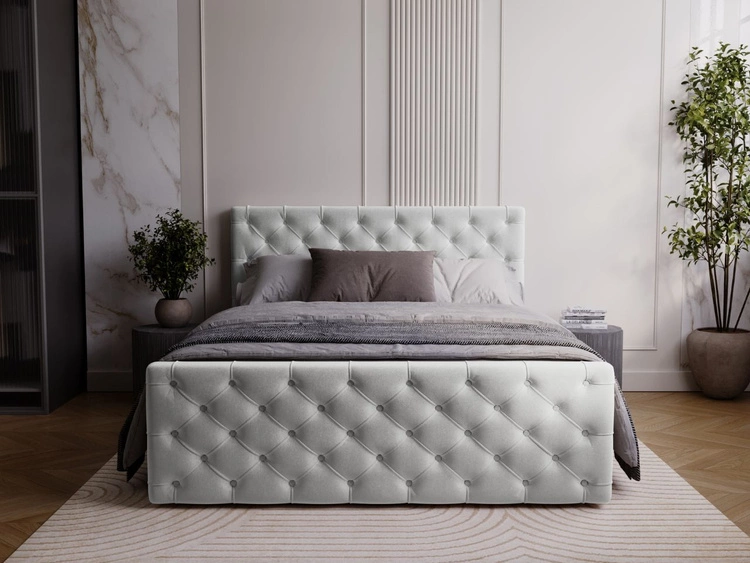 Łóżko kontynentalne z pojemnikiem na pościel 140x200 Montego Jasnoszare