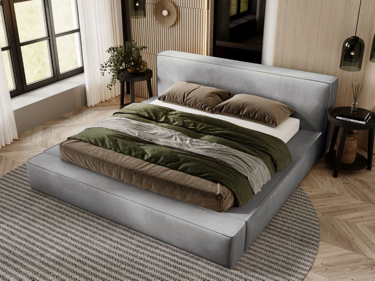 Łóżko tapicerowane z pojemnikiem i stelażem 160x200 Mali Szare