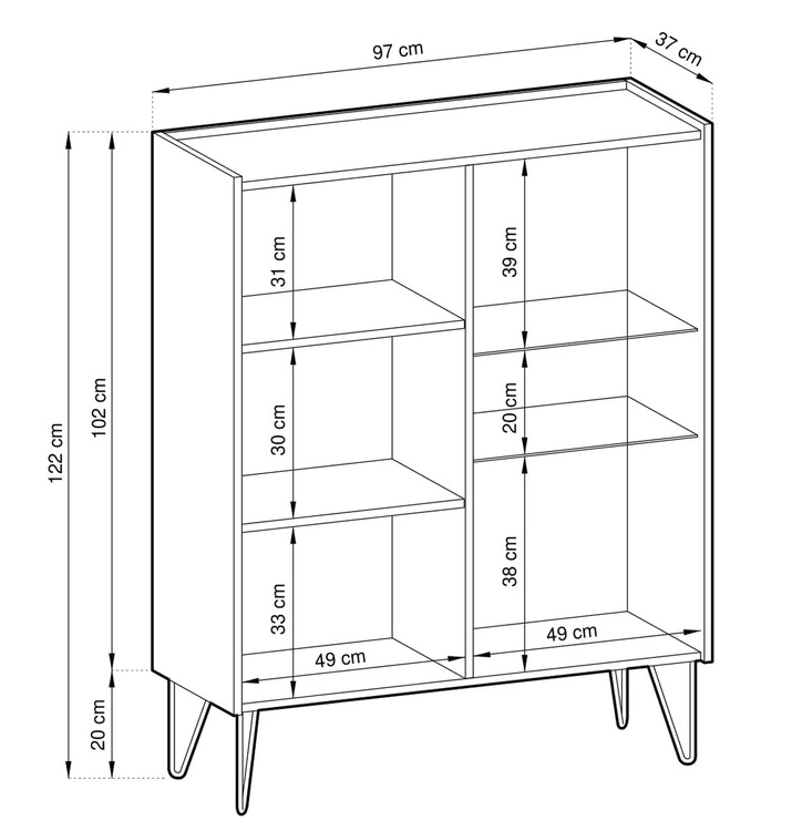 Witryna stojąca do salonu Melody Czarna