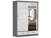 Szafa trzydrzwiowa z drzwiami przesuwnymi 150 cm Fiore Szary, Biały z lustrem