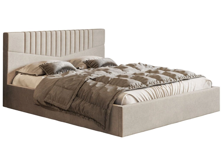 Łóżko tapicerowane z pojemnikiem i stelażem 140x200 Lido bezowy