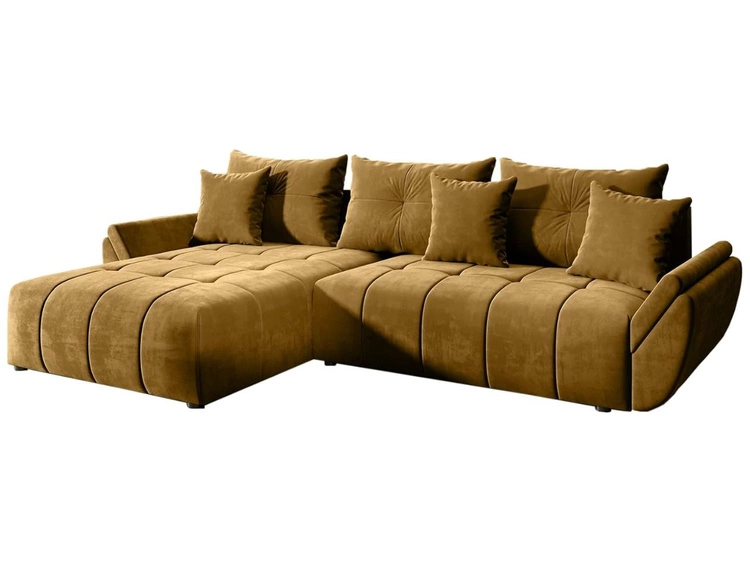 Narożnik L uniwersalny z funkcją spania i pojemnikiem Decor Żółty