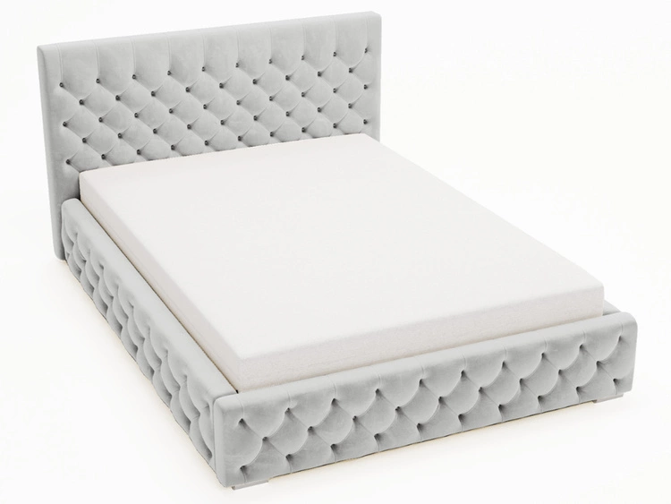 Łóżko tapicerowane z pojemnikiem i stelażem 180x200 Velutto Jasny szary