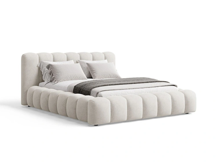 Łóżko tapicerowane z pojemnikiem i stelażem 140x200 Averia Beżowy