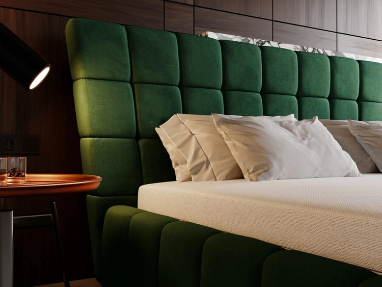 Łóżko tapicerowane z pojemnikiem i stelażem 180x200 cm Paris Zielone