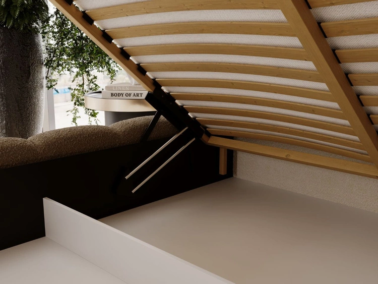 Łóżko tapicerowane z pojemnikiem i stelażem 160x200 Imperial Brązowe