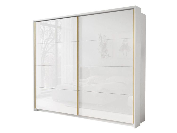 Szafa dwudrzwiowa z drzwiami przesuwnymi i nadstawką 254 cm Noaé Biały połysk