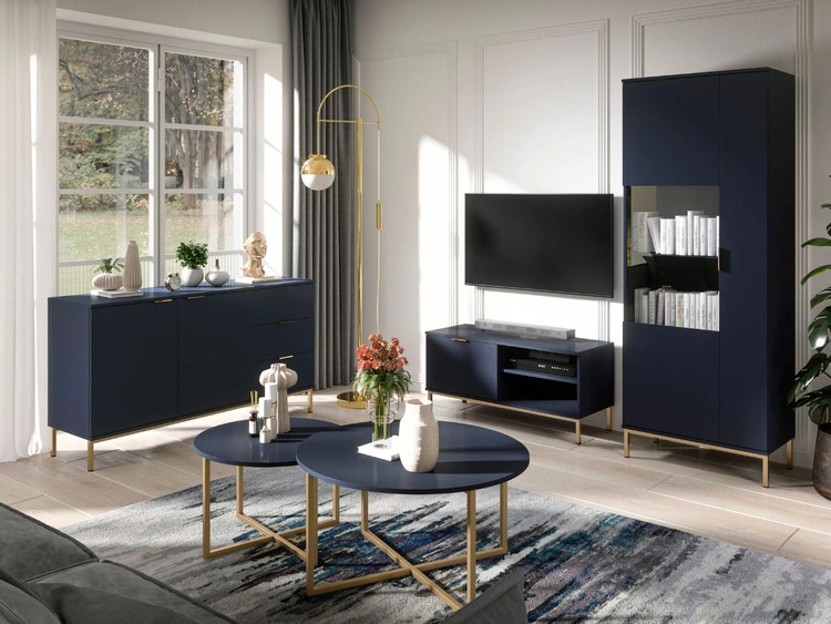 Okrągły stolik kawowy Fallon Granatowy