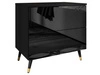 Stolik nocny z szufladami na czarno-złotych nogach Nuveo Czarny połysk