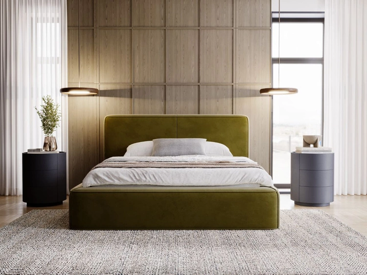 Łóżko tapicerowane z pojemnikiem i stelażem 120x200 Amaro Zielone