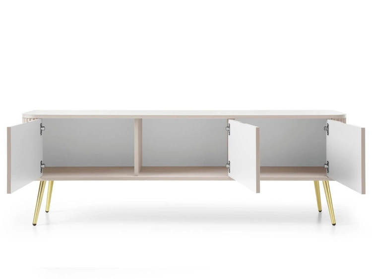 Szafka pod telewizor z drzwiczkami na złotych nogach Viva Beżowa