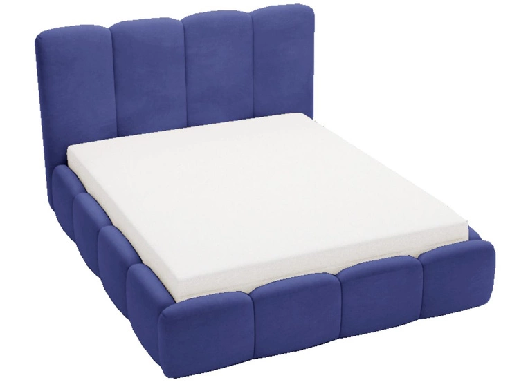 Łóżko tapicerowane z pojemnikiem i stelażem 200x200 Galli Niebieskie