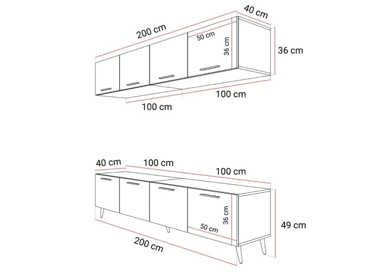 Meblościanka do salonu z oświeleniem LED na czarnych nogach Noaé Biały połysk