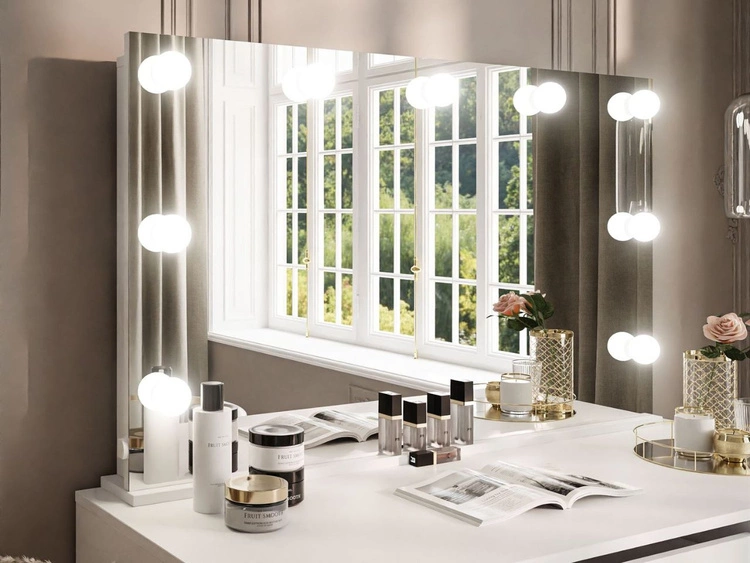 Toaletka z lustrem, szufladami i oświetleniem LED Melo Elite biały mat